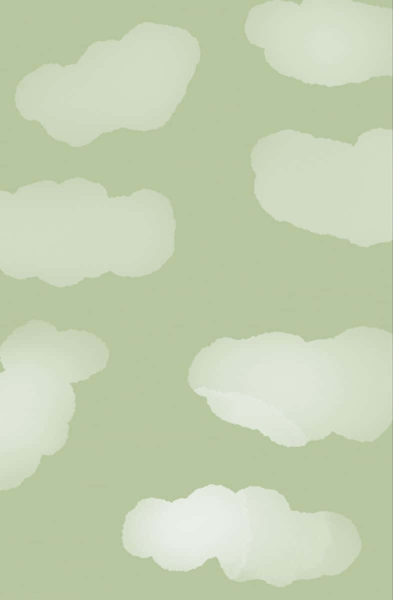Faint White Clouds On A Cute Sage Green Surface Background