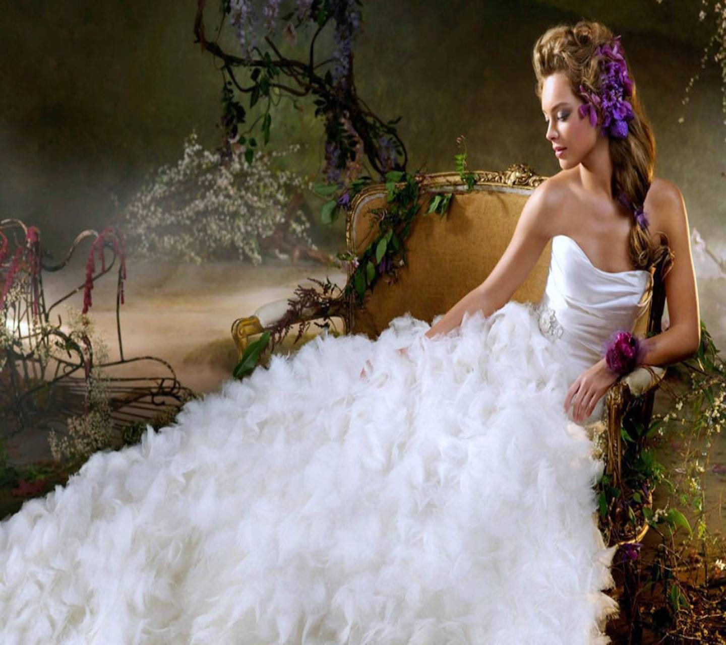 Fairy Bride In Wedding Dress Background