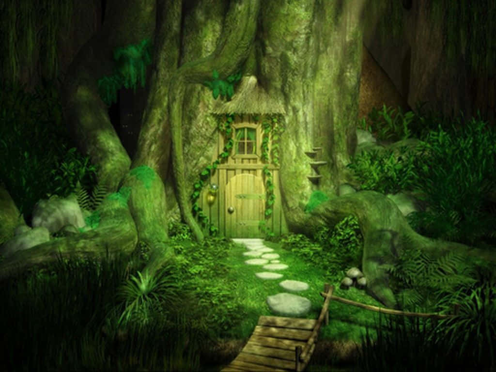 Fairy Forest Tree House Background