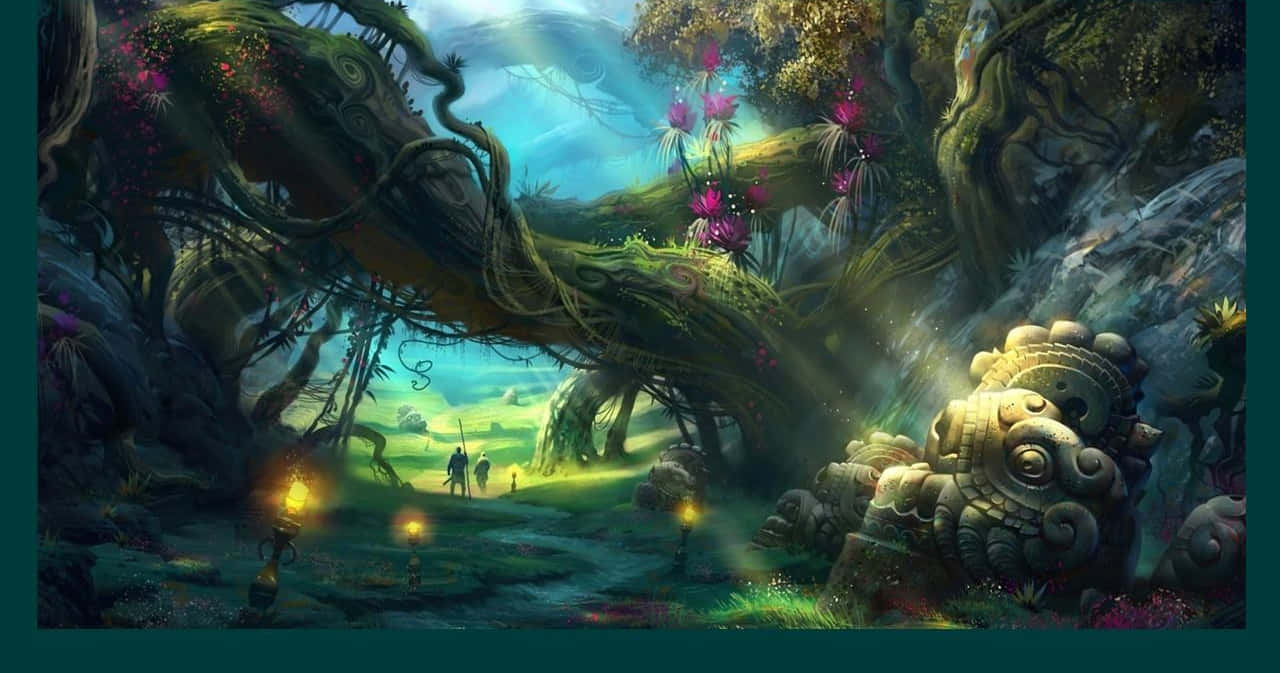 Fairy Forest Twisted Tree Background