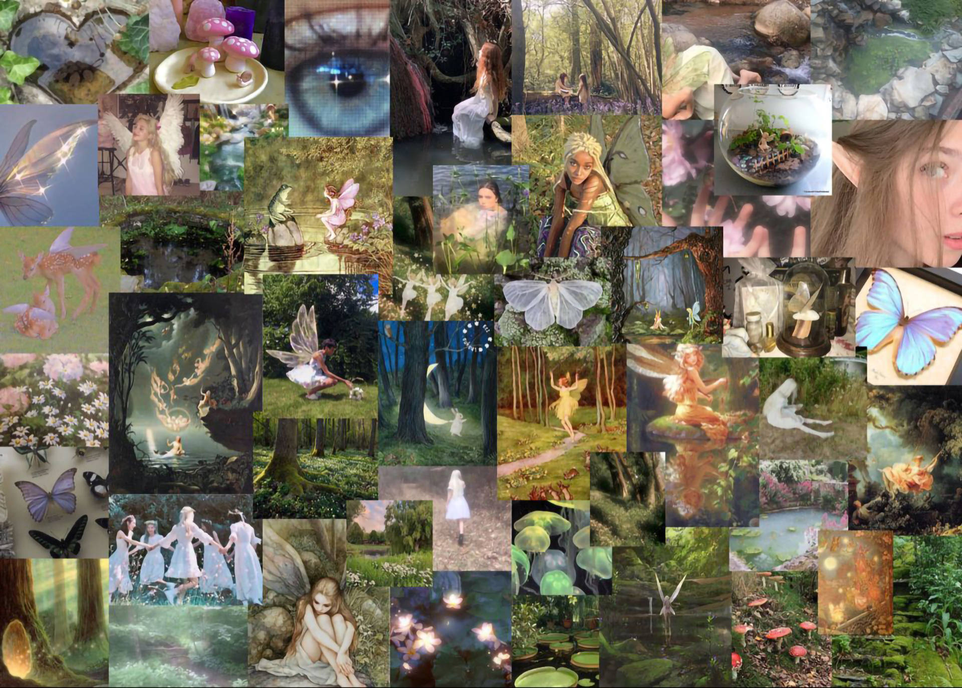 Fairy Grunge Aesthetic Green Collage Background