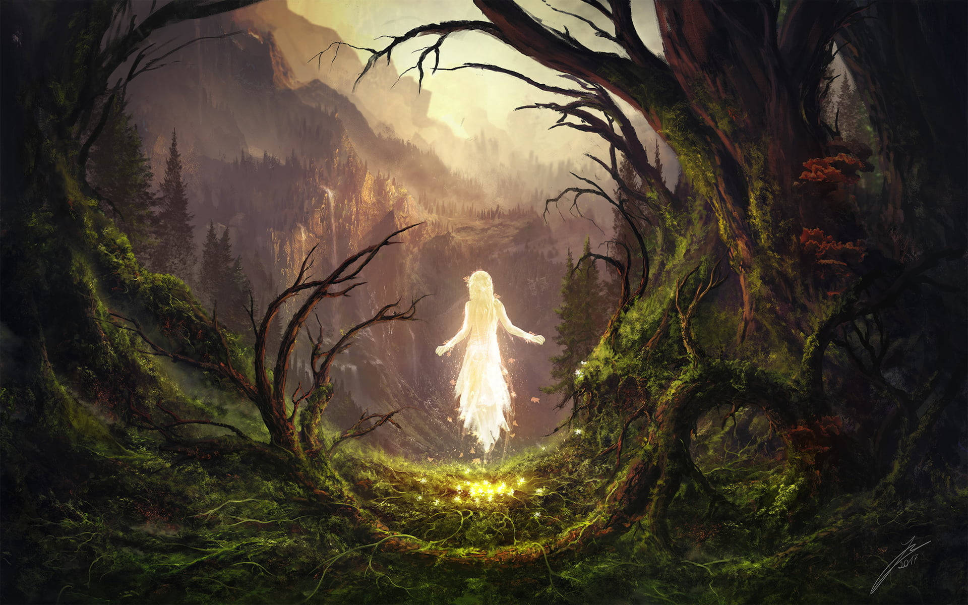 Fairy Grunge Forest Fairy Background