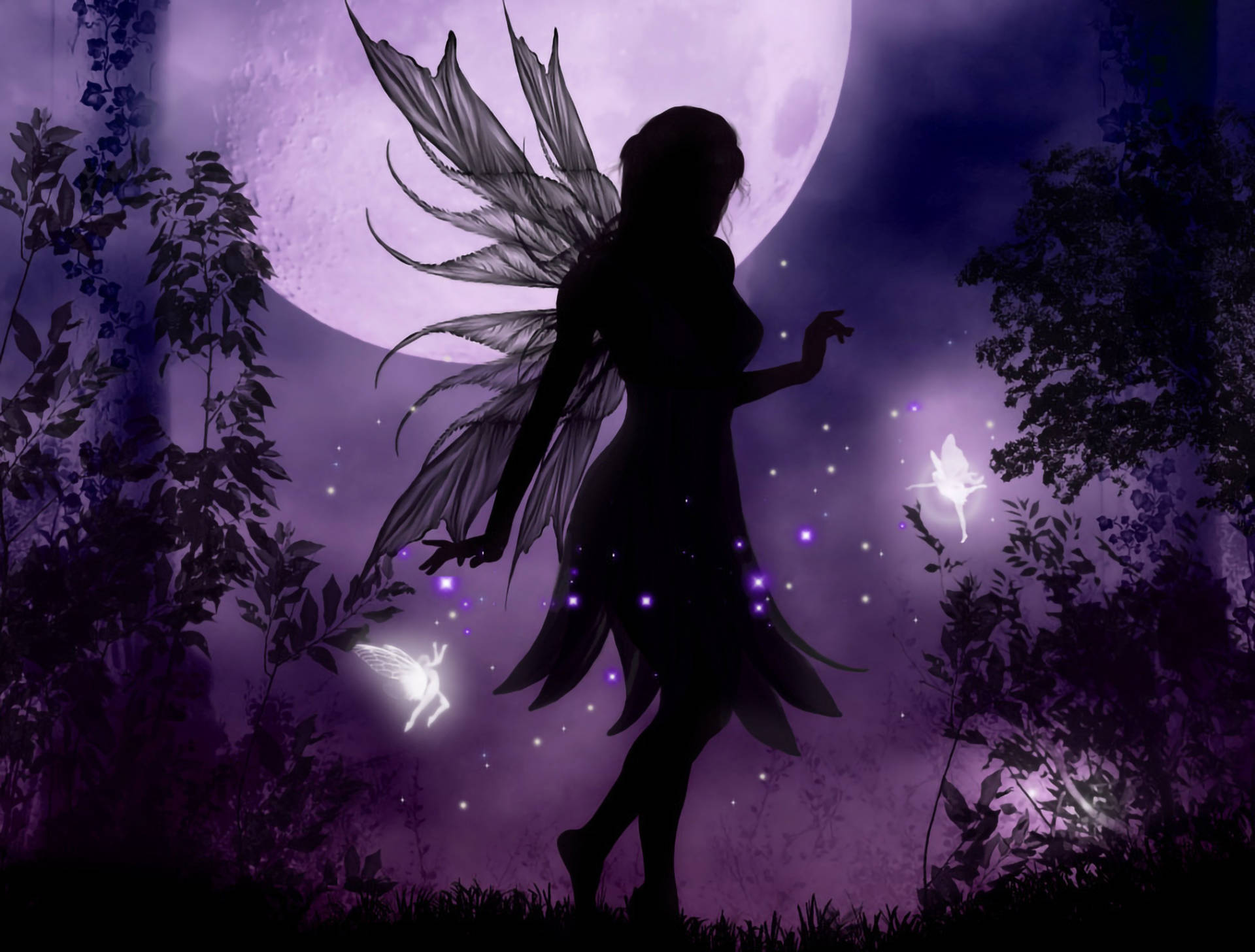 Fairy Grunge Purple Night Background