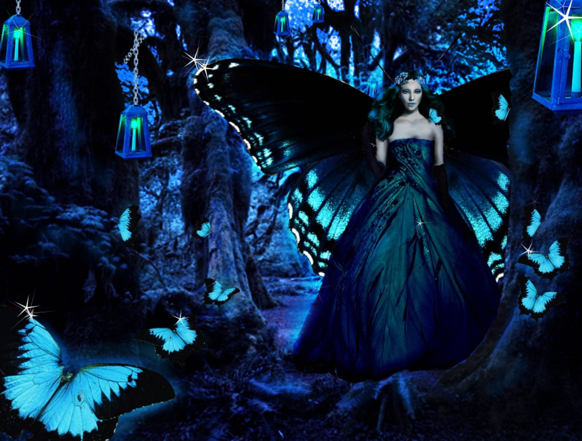 Fairy Night Butterfly Background