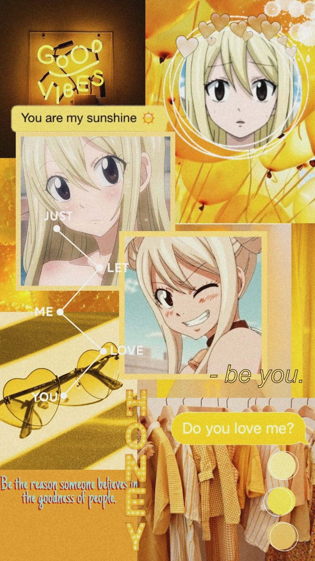 Fairy Tail Aesthetic Lucy Gold Graphic Background