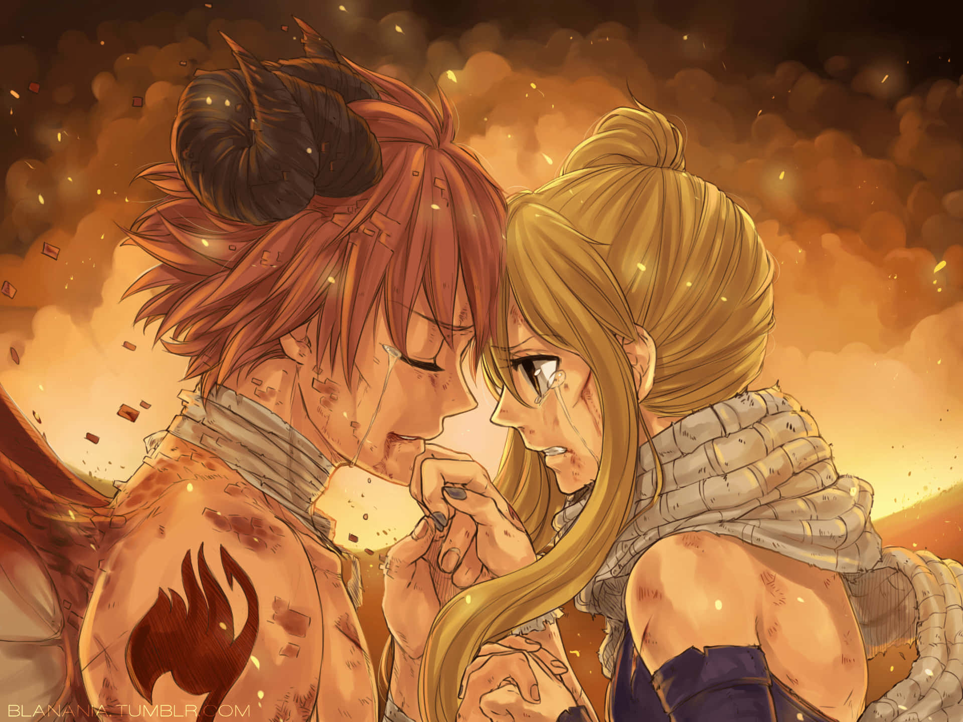Fairy Tail Aesthetic Sad Natsu And Lucy Background