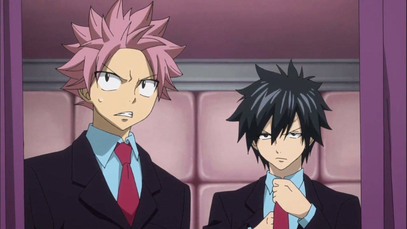 Fairy Tail Characters Natsu And Gray In Suits Background