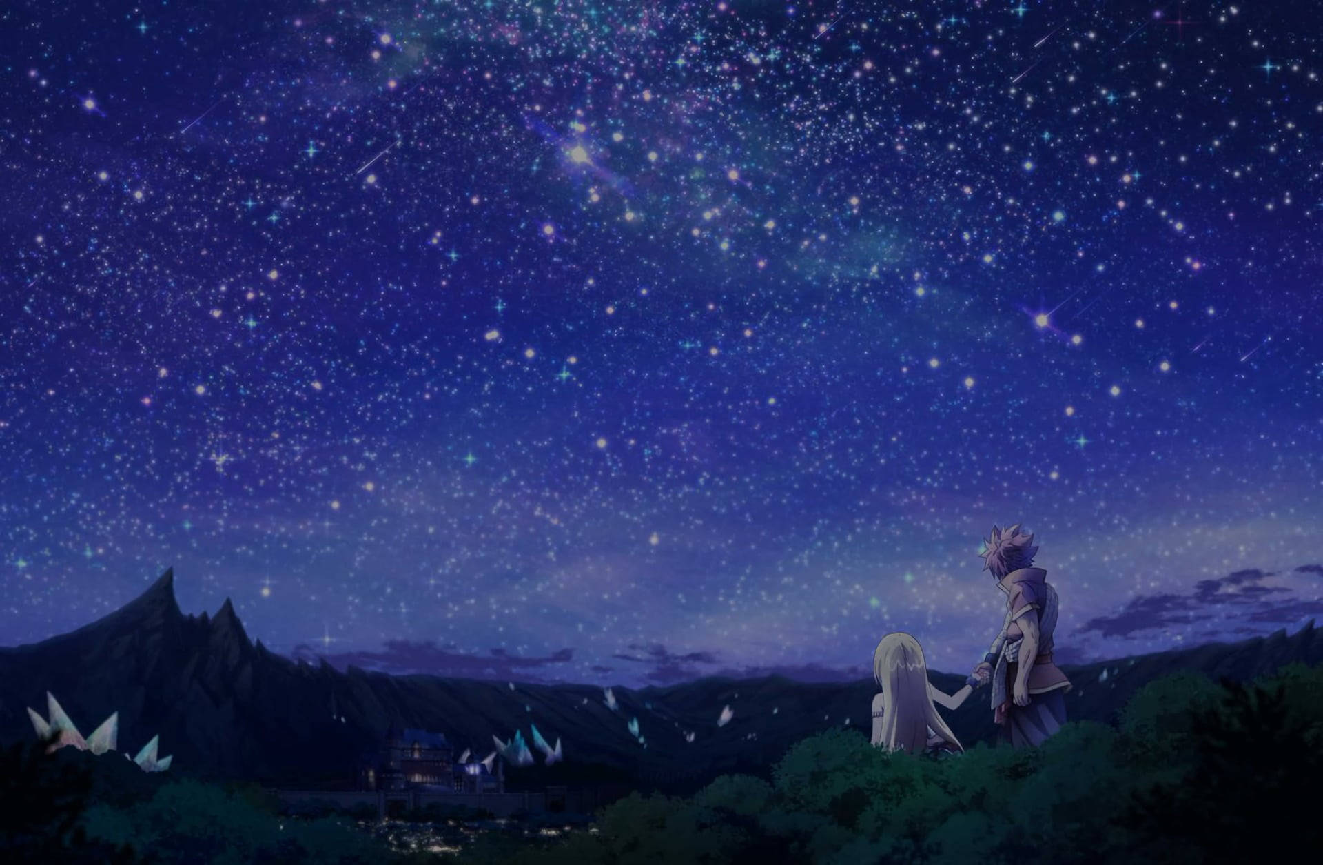 Fairy Tail Characters Starry Sky Background