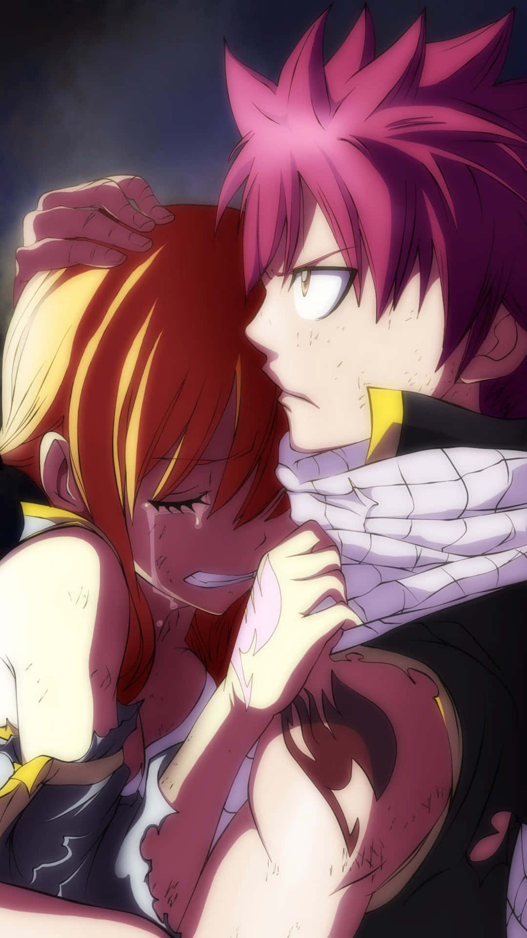 Fairy Tail Iphone Natsu Dragneel Hugging Lucy Heartfilia Background