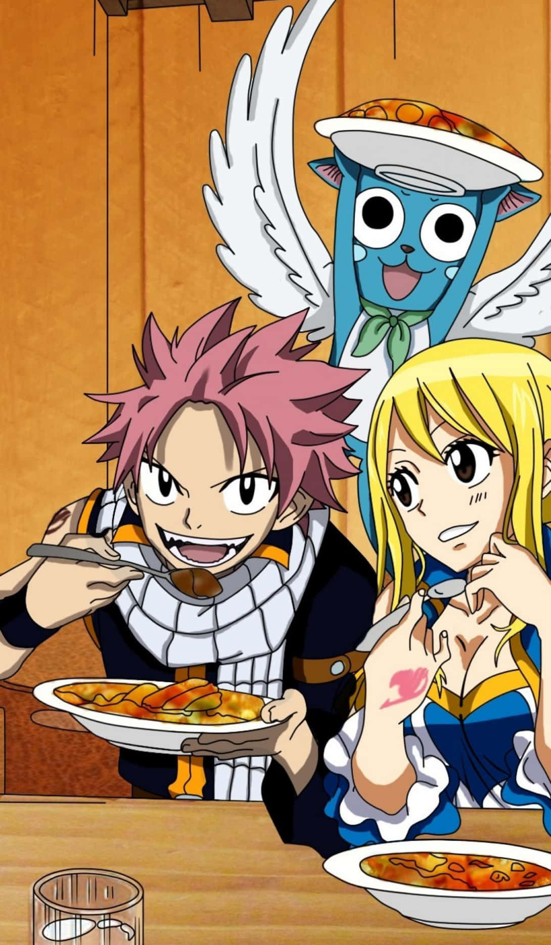 Fairy Tail Iphone Natsu Dragneel Lucy Heartfilia Cat Background
