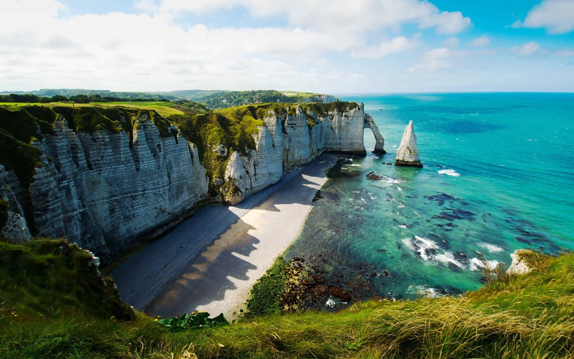 Falaise D'aval Towering White Cliff Ocean View