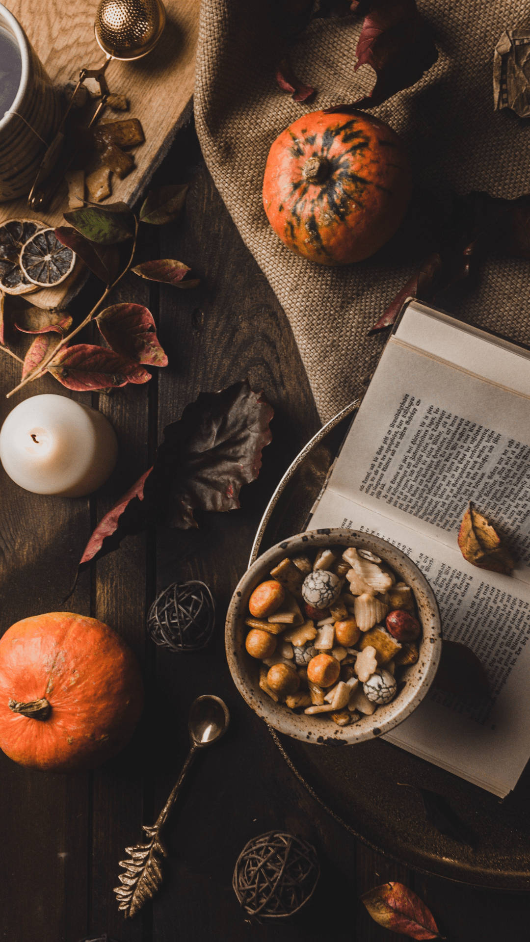 Fall Aesthetic Iphone Bowl And Pumpkins Background