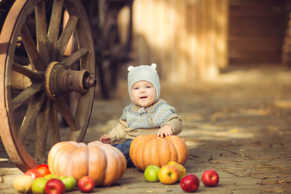 Fall Birthday With A Cute Baby Background