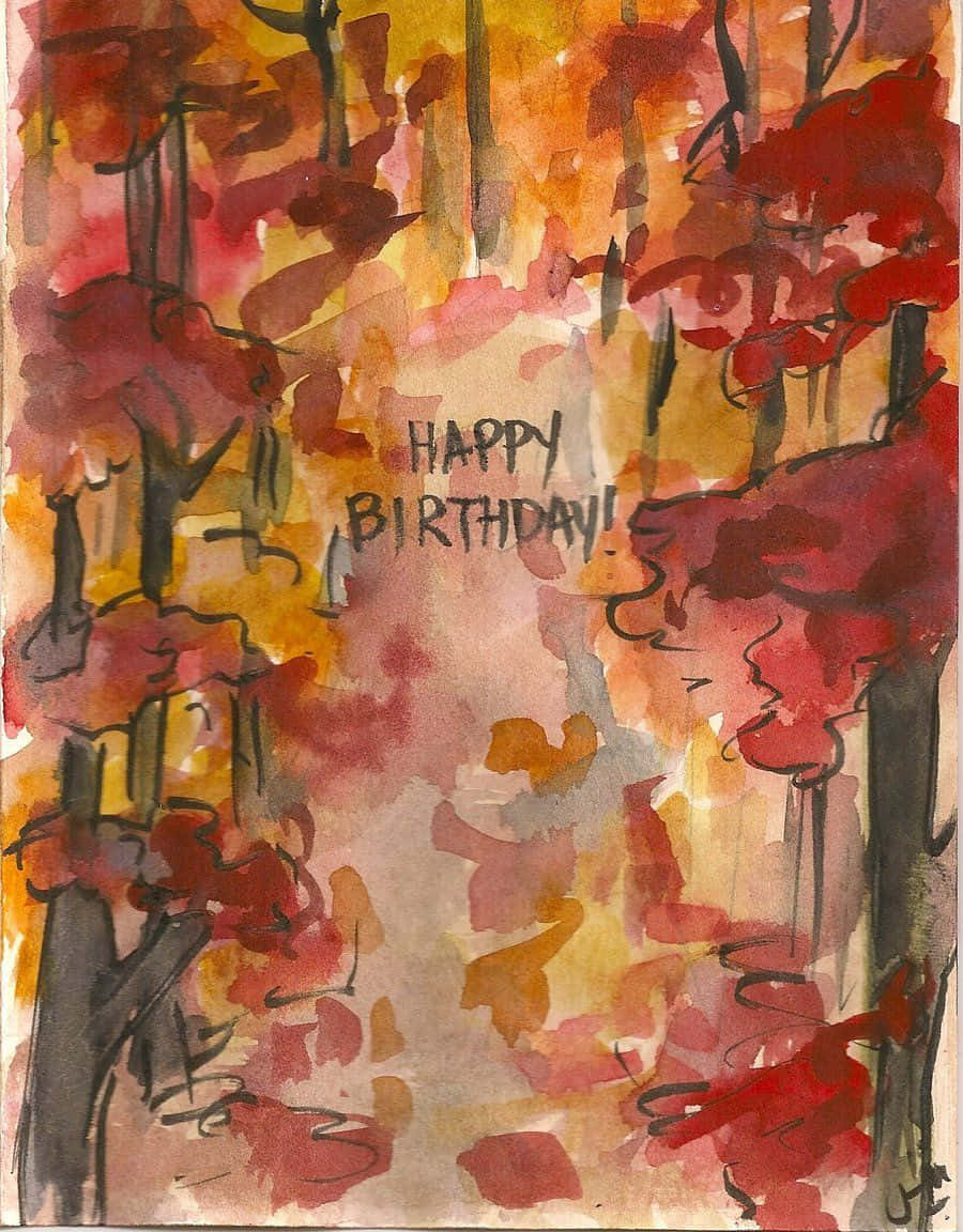 Fall Birthday With A Forest Background