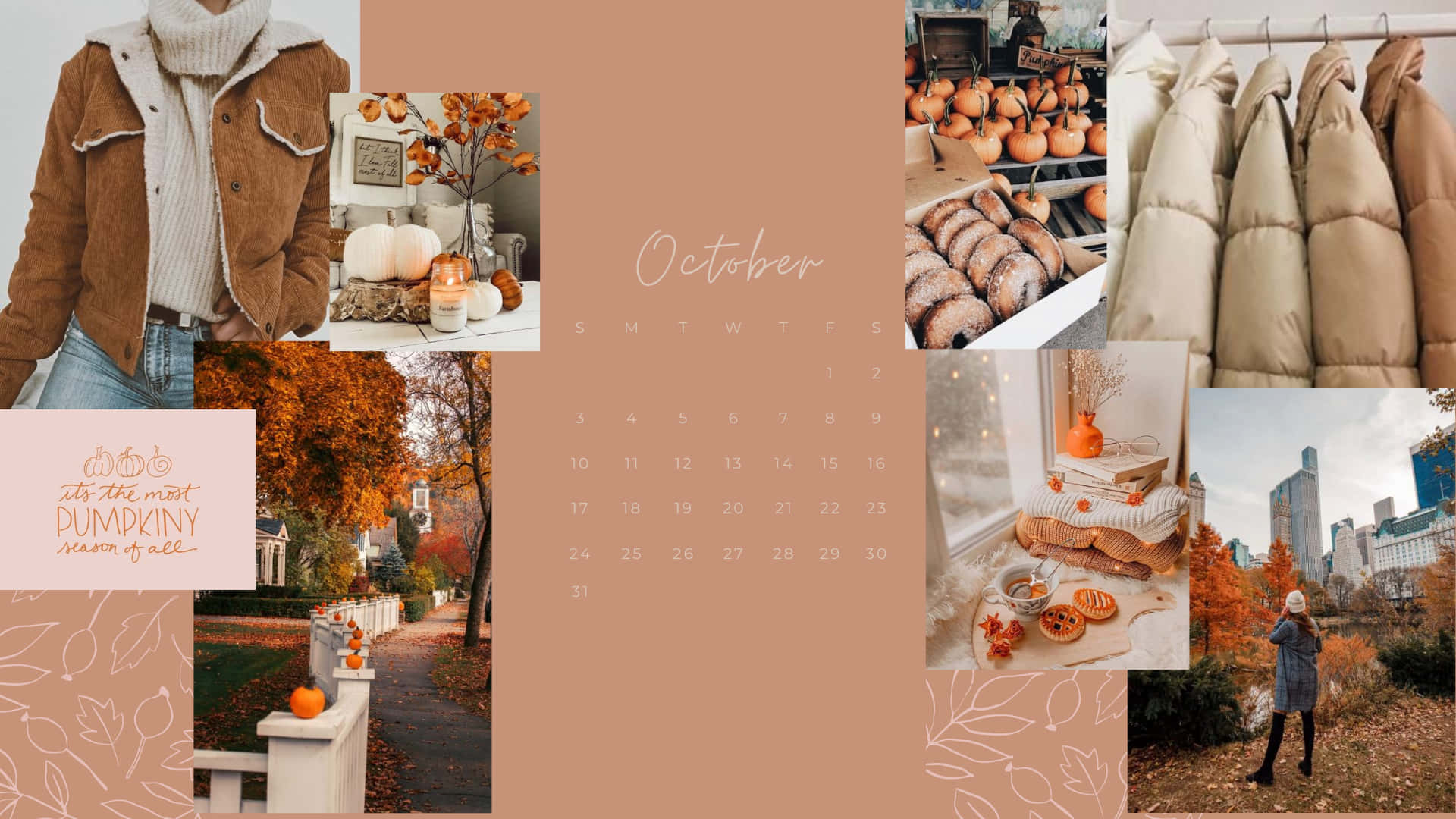 Fall Calendar Aesthetic Desktop Background