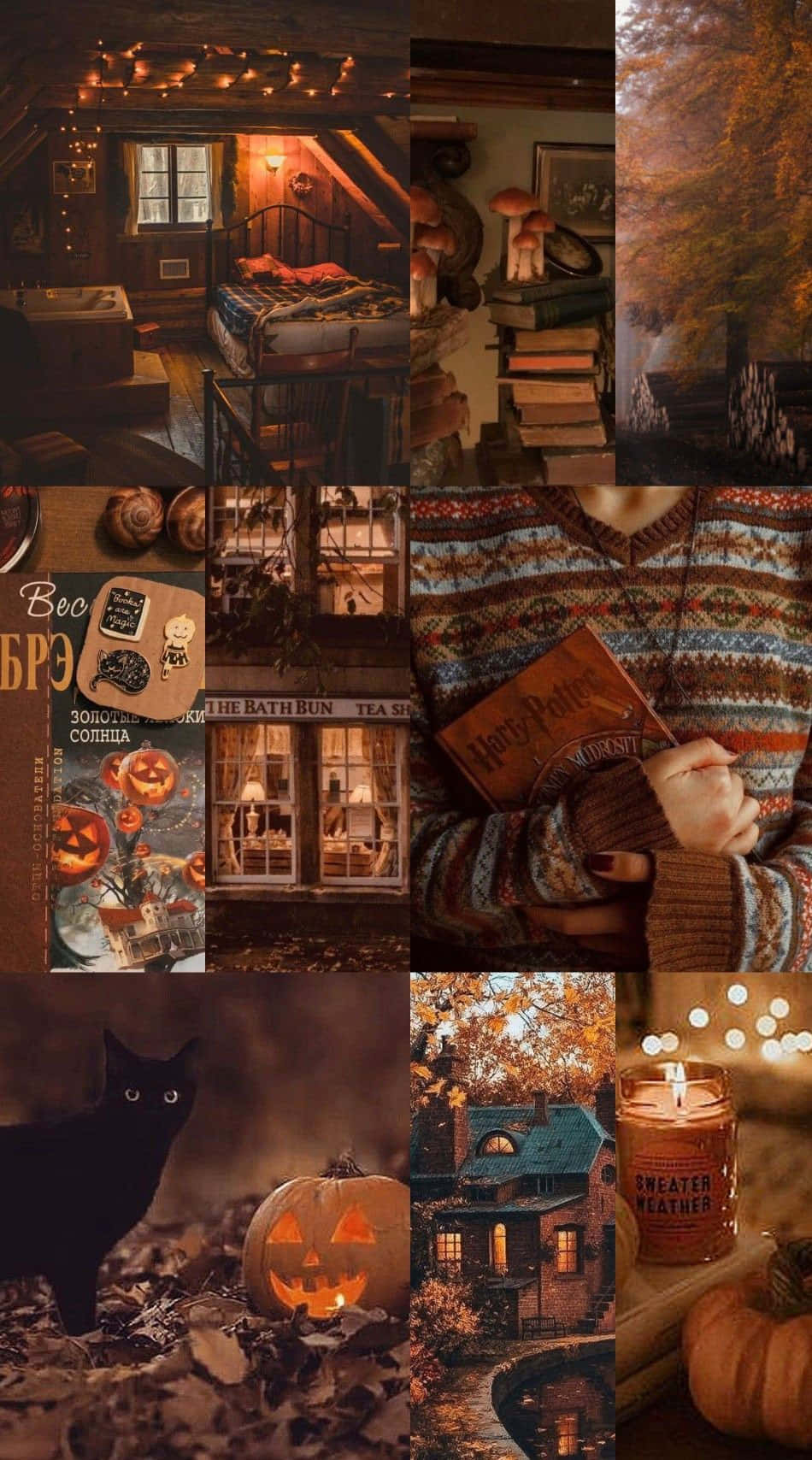 Fall Collage With Gloomy Aesthetic Background