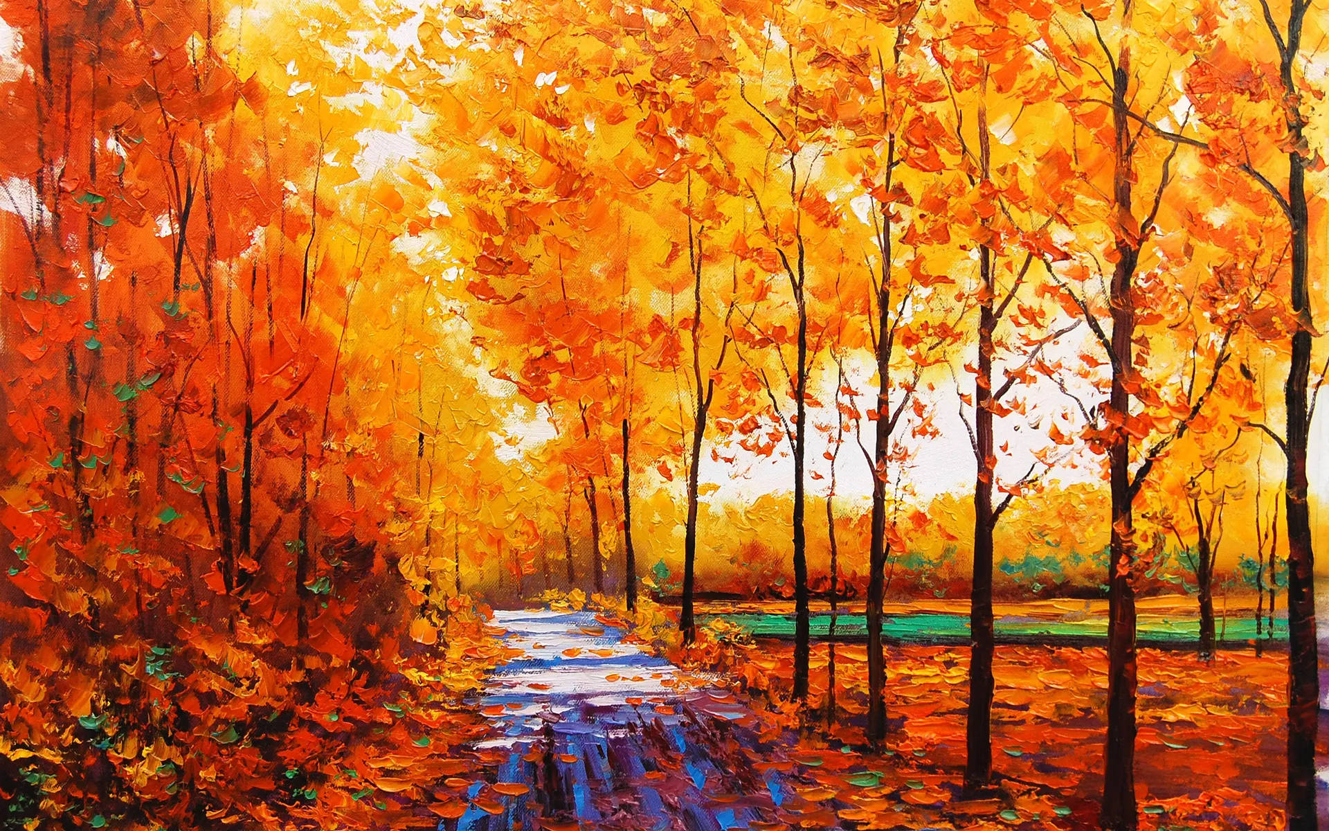 Fall Farm Orange Trees Artwork