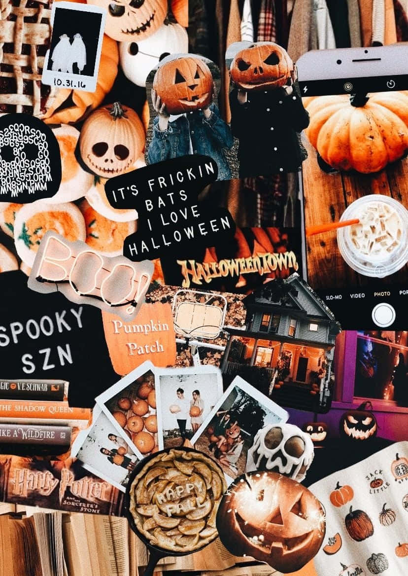 Fall Halloween Iphone Spooky Season Collage Background