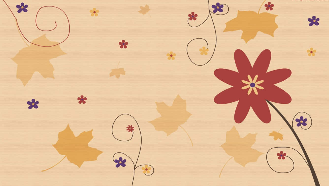 Fall Maple And Flower Nice Desktop
