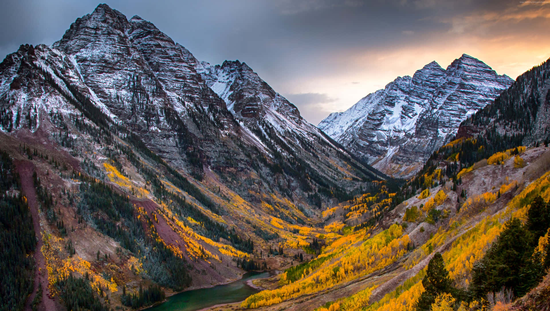 Fall Mountain Under Sky Background