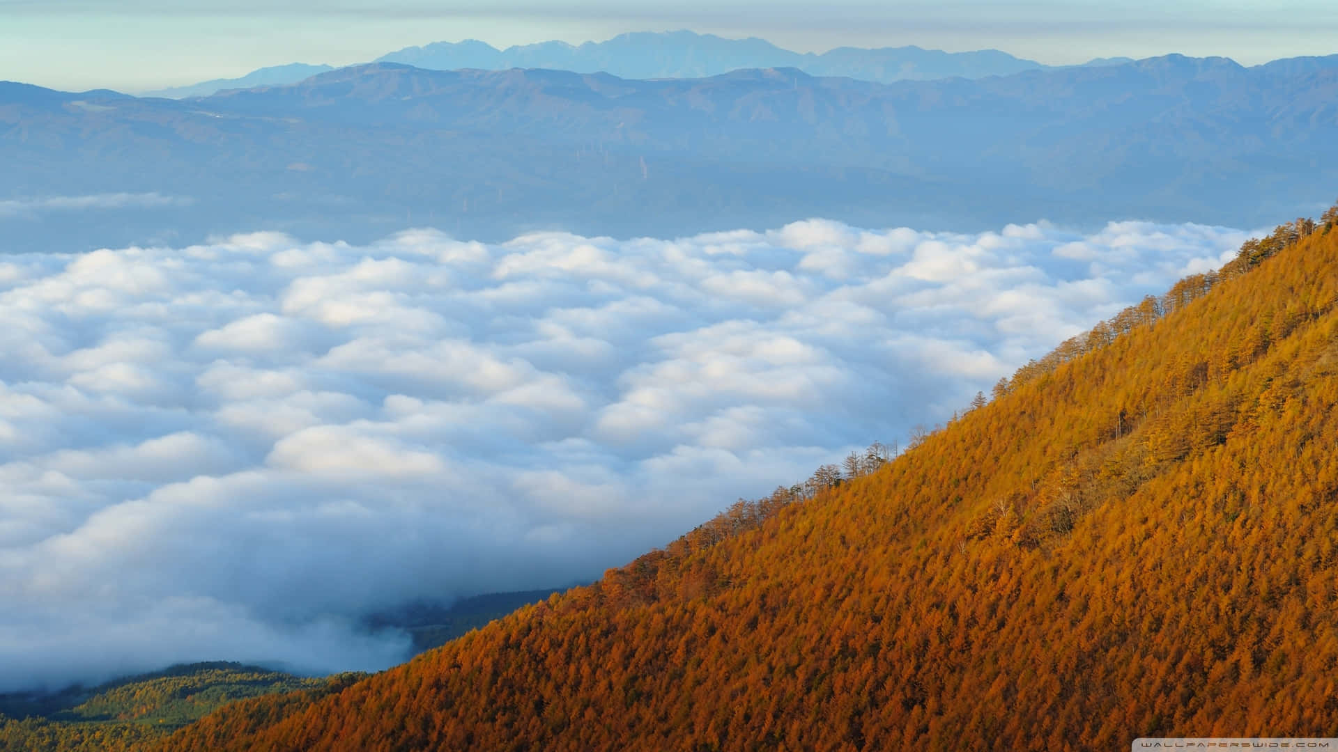 Fall Mountain With Clouds Background