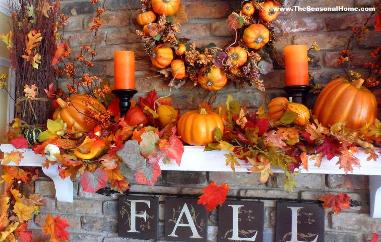 Fall Thanksgiving Wall Decoration With Candle Background