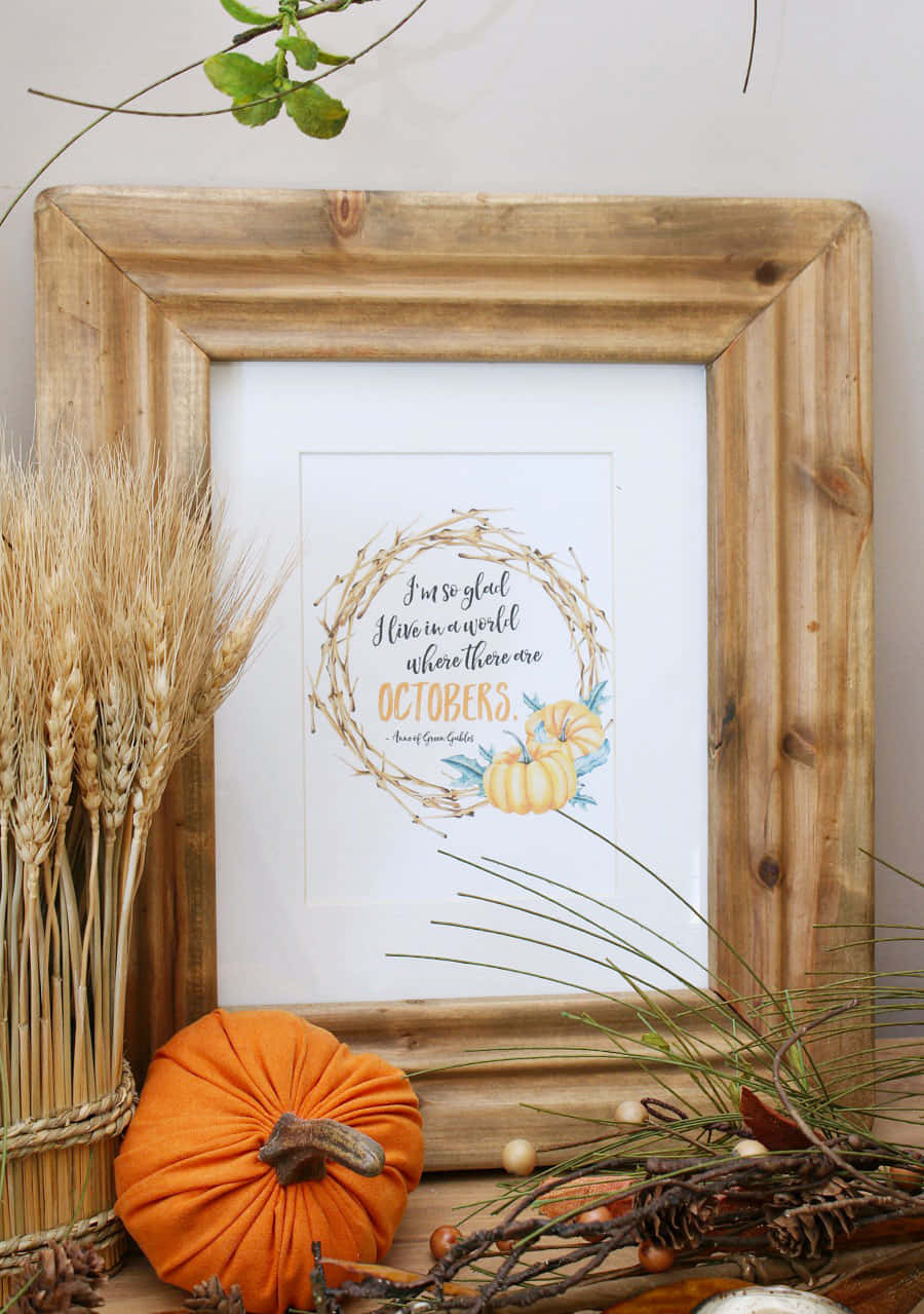 Fall Thanksgiving Wood Frame Background