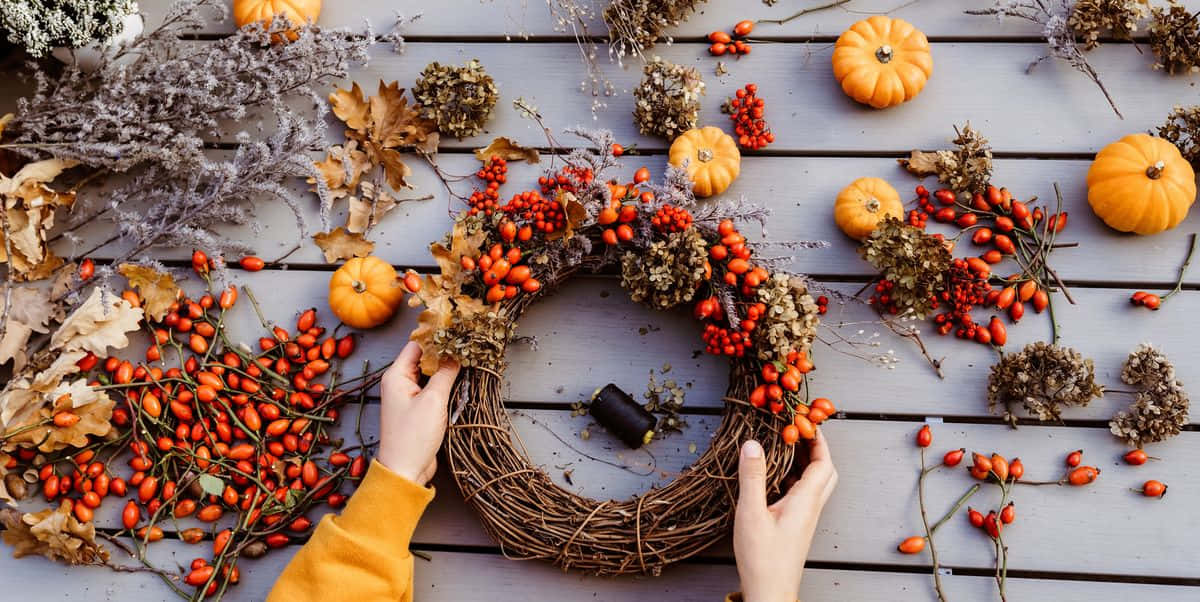 Fall Thanksgiving Wreath Background