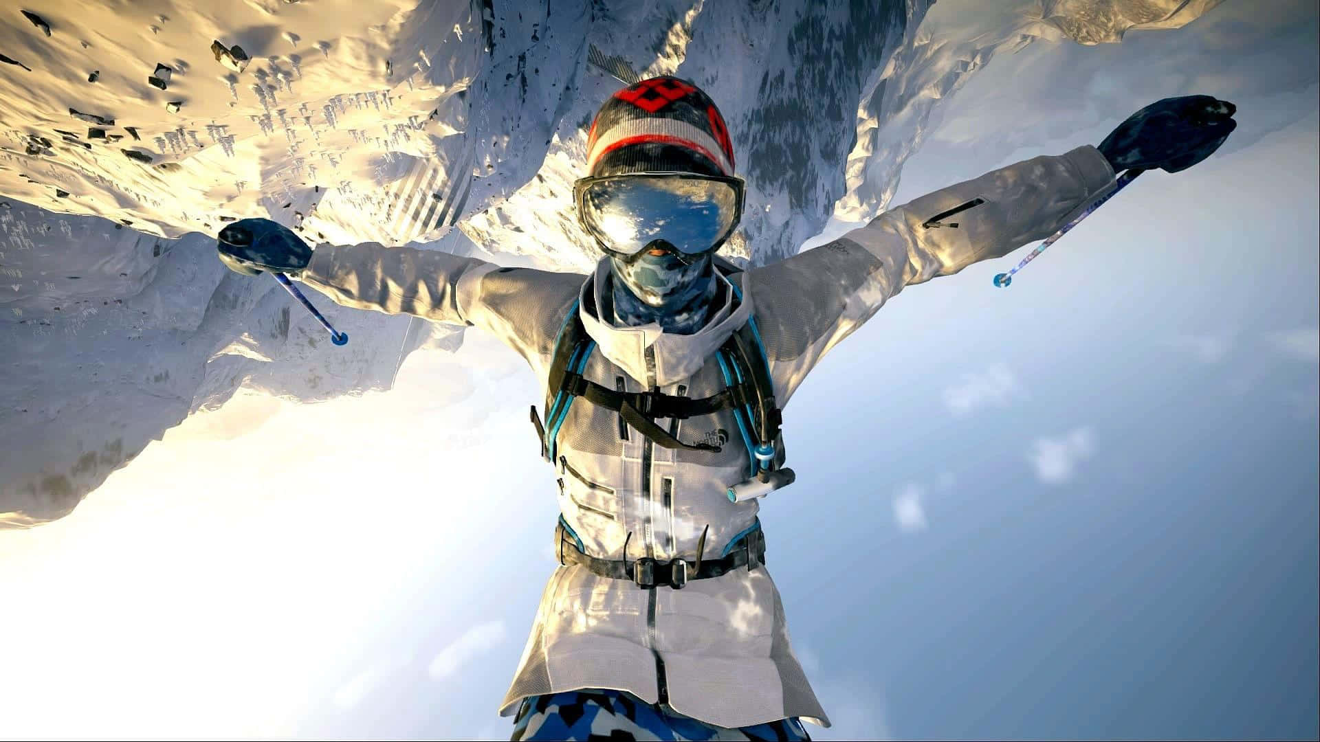 Falling In Steep Mountain Background