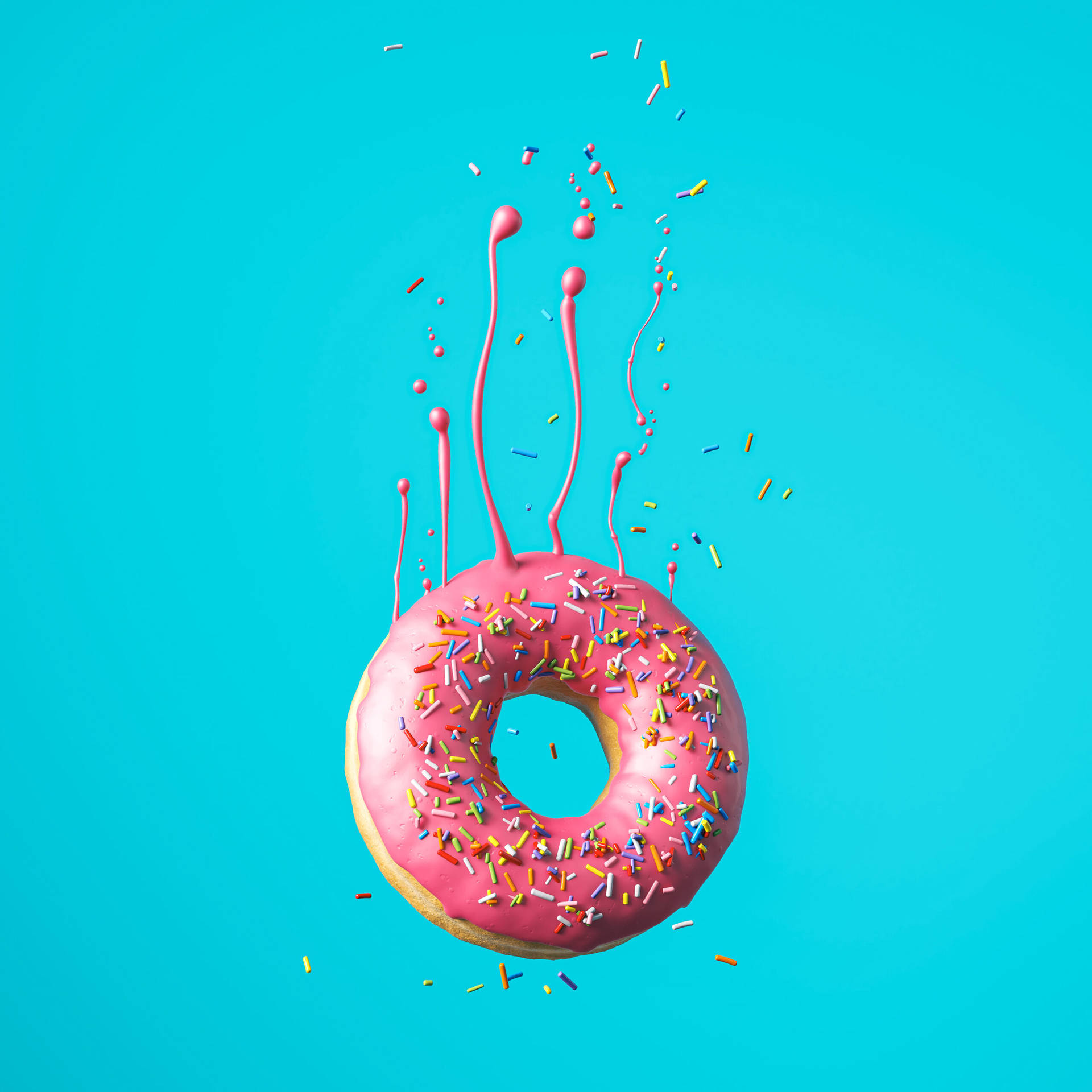 Falling Pink Donut Background
