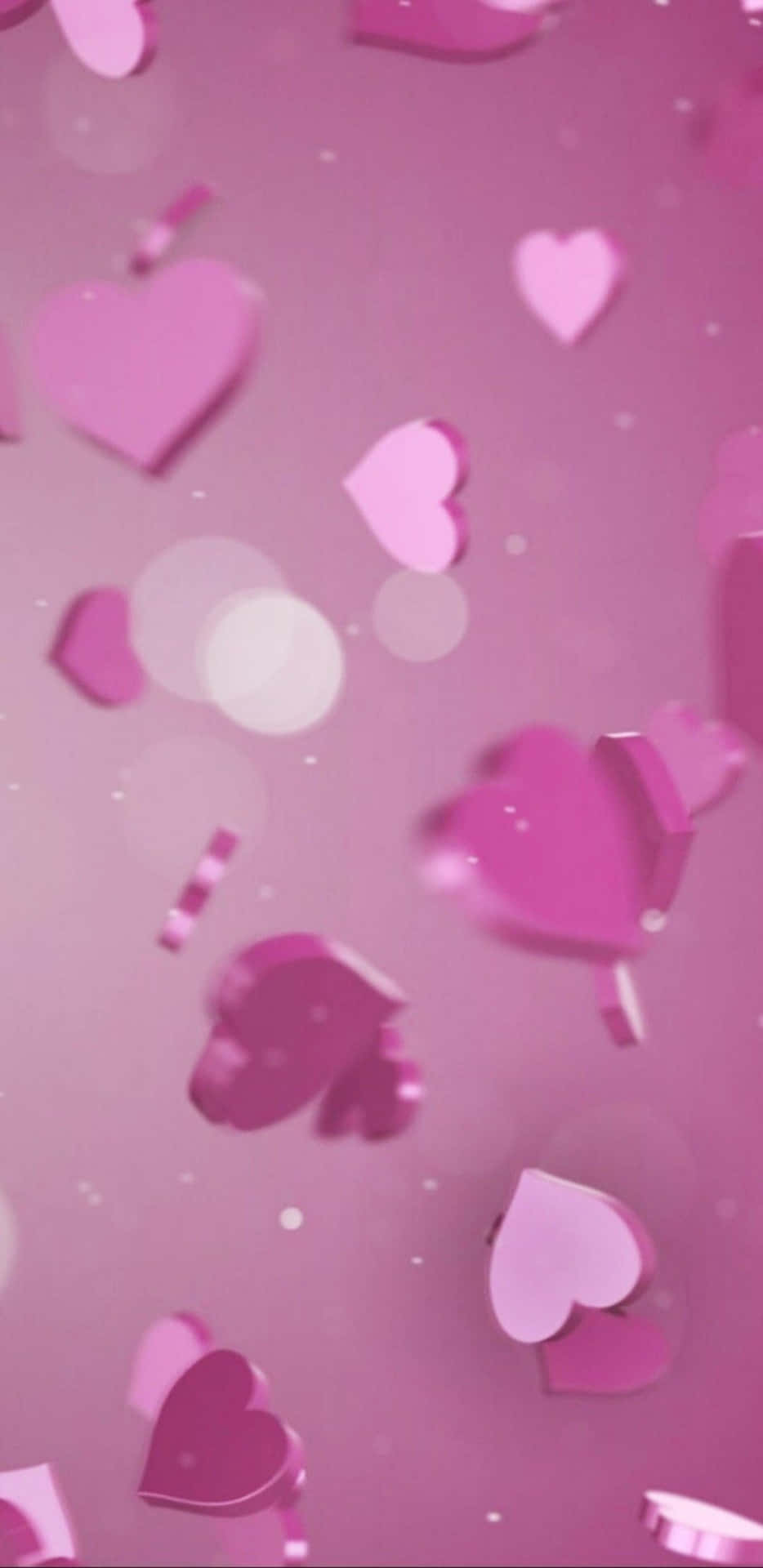 Falling Shiny Pink Hearts Iphone Background