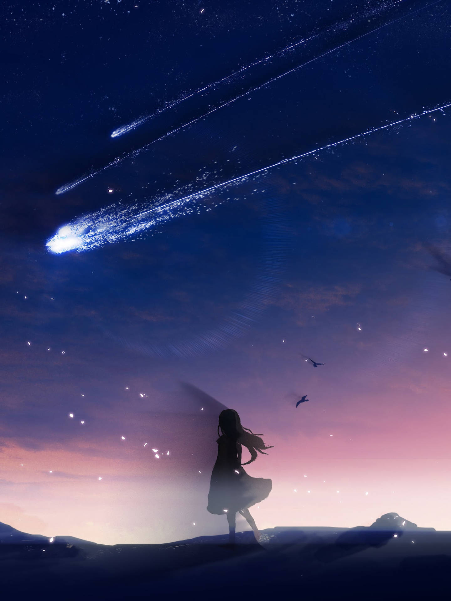 Falling Star Anime Night Sky Background