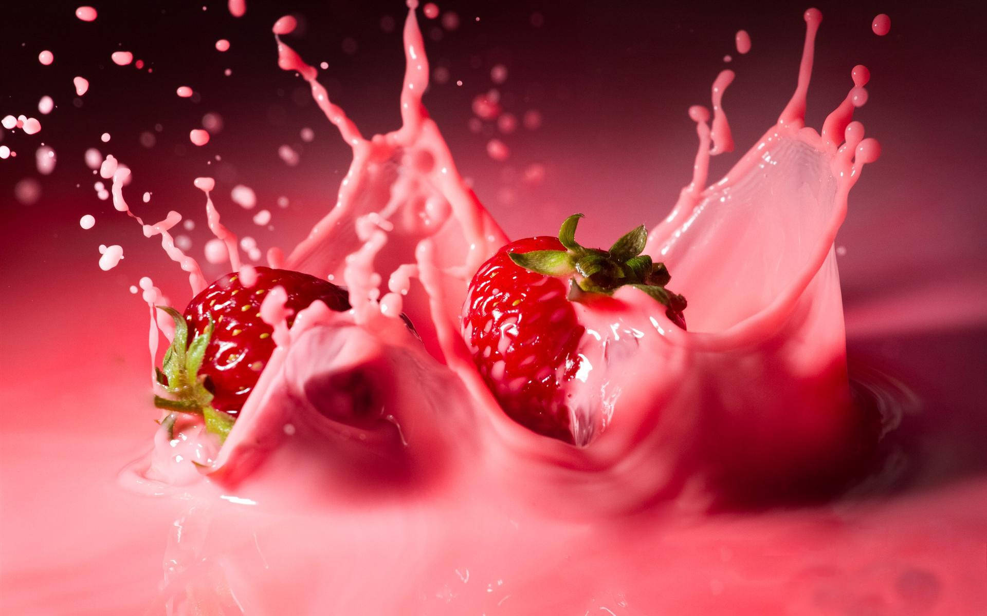 Falling Strawberry Pink Liquid Background