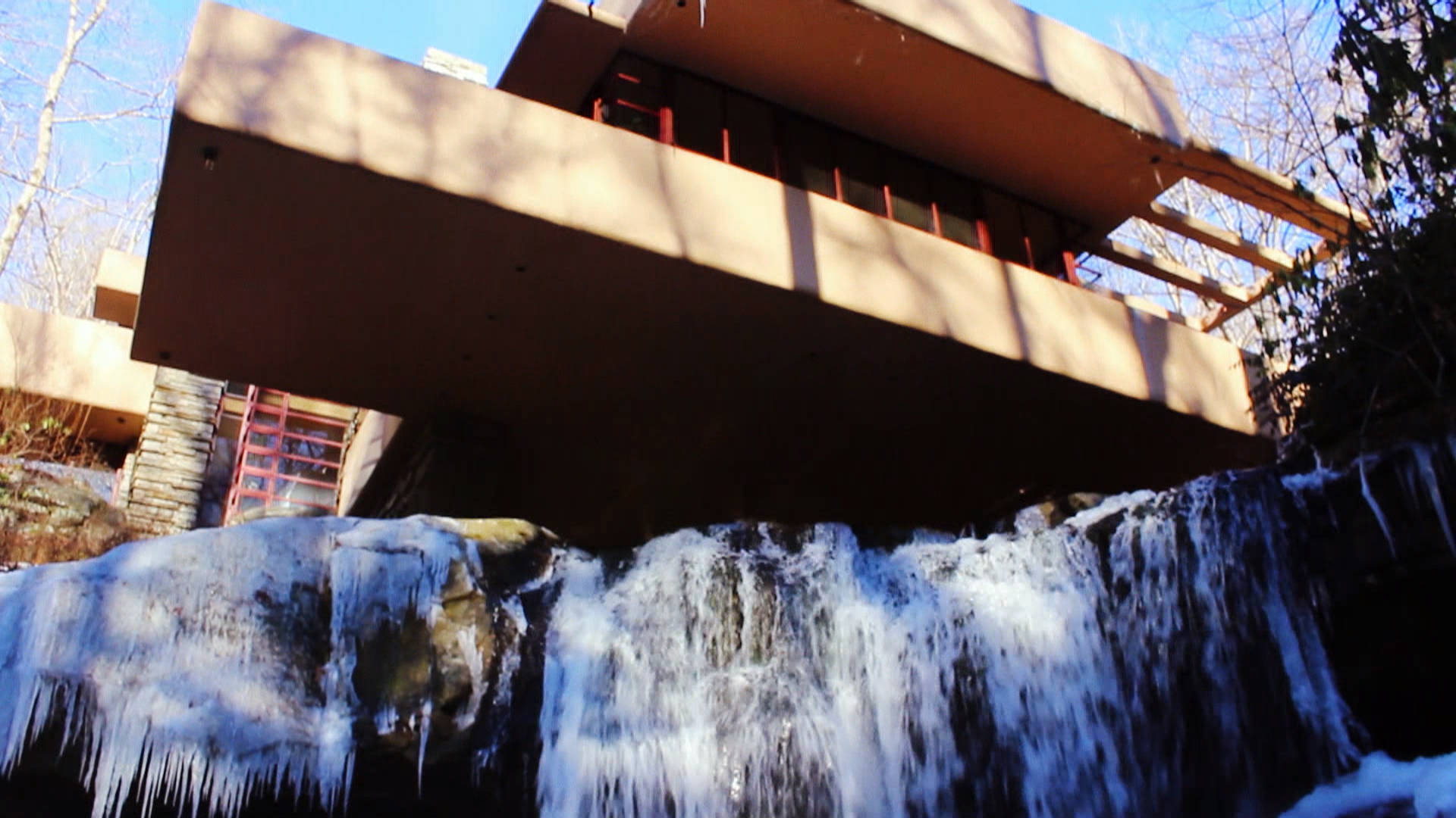 Falling Water House Low Angle Background