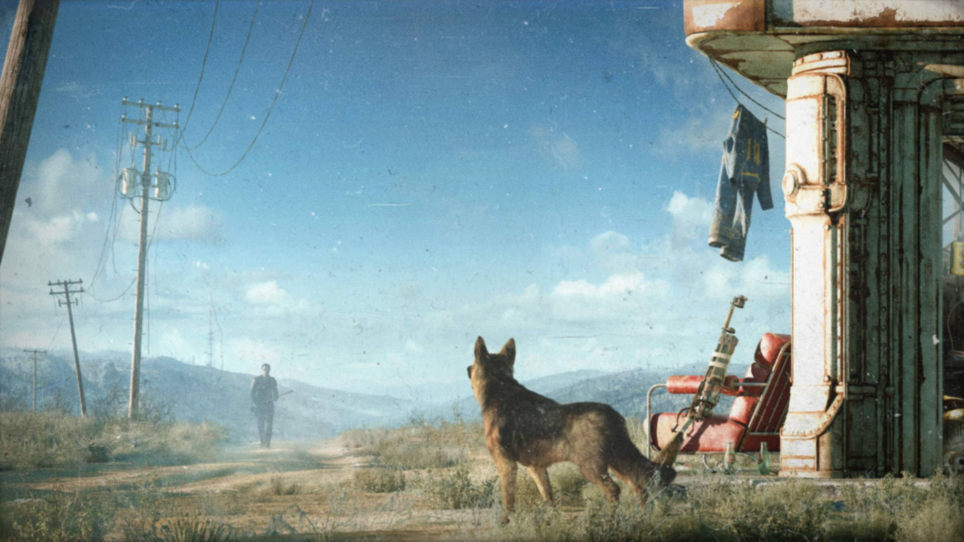 Fallout 4 4k Dog Looking At Man Background