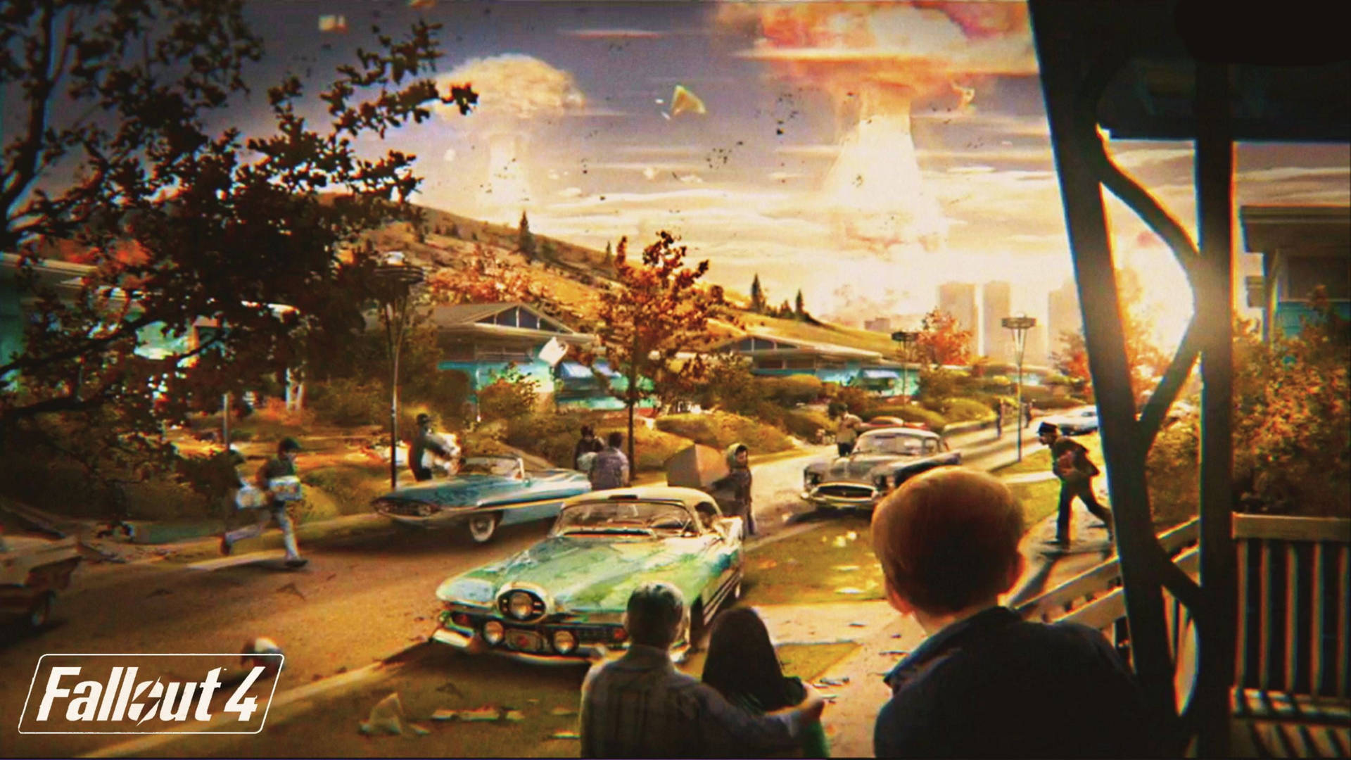 Fallout 4 4k People Witnessing Chaos Background