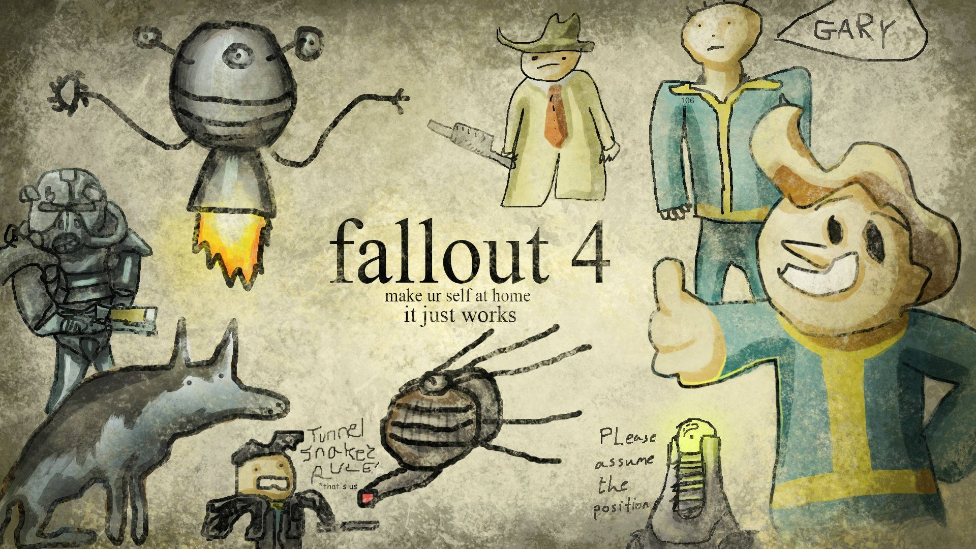 Fallout 4 Kid Drawn Characters Background