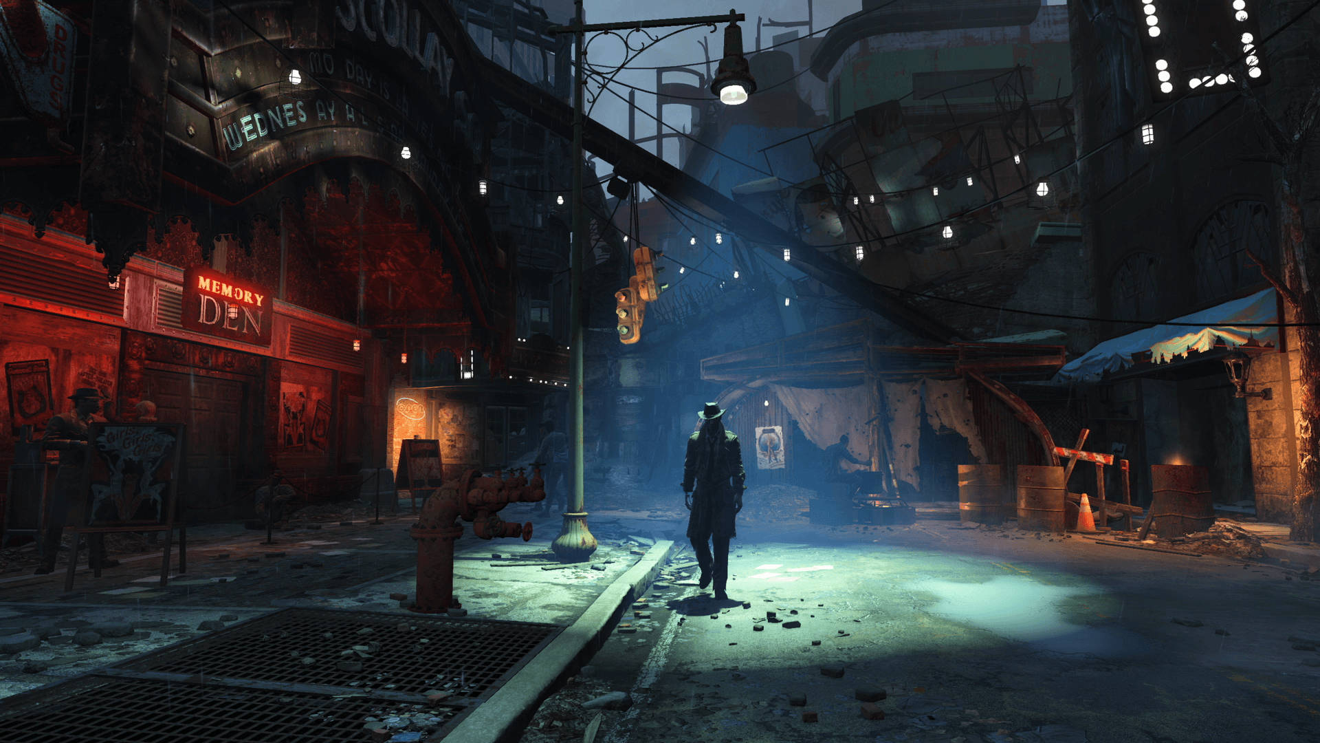 Fallout 4 Man On Dark Street Background