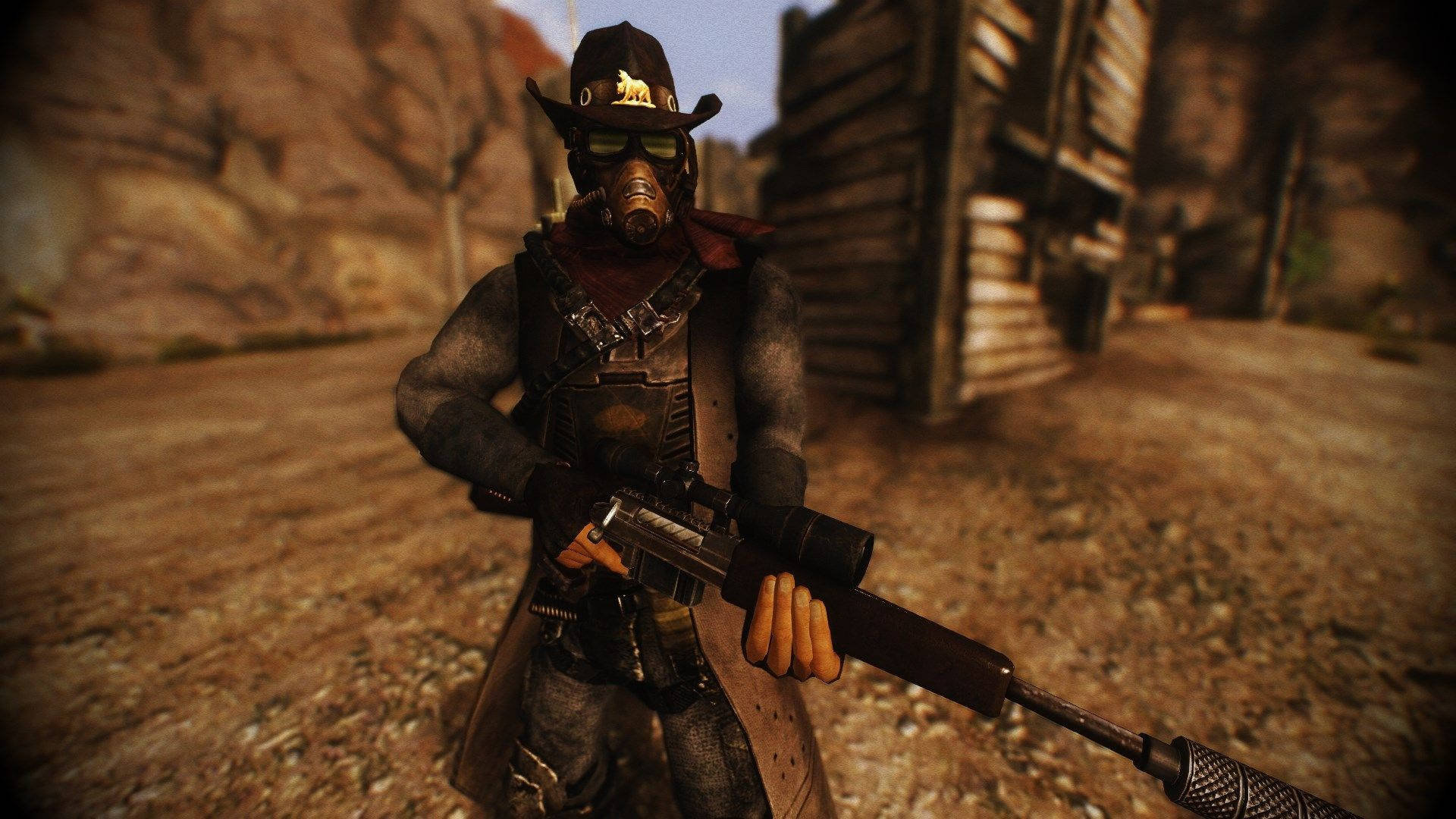 Fallout New Vegas Courier Cowboy Gun Background