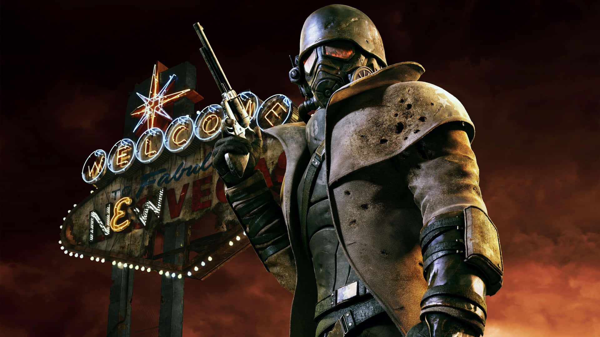 Fallout New Vegas Welcome Signand Armor Background