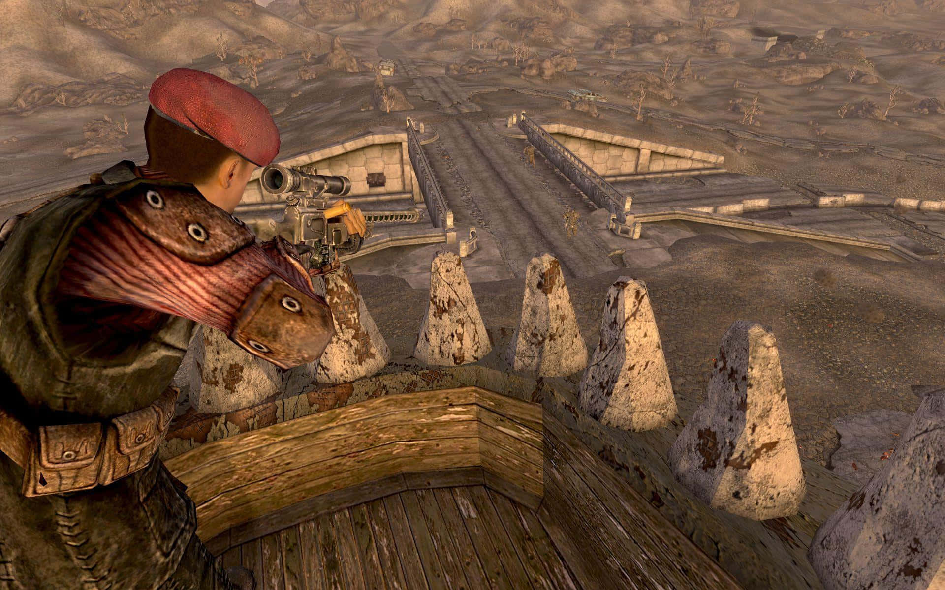 Fallout Sniper Overlooking Wasteland Background