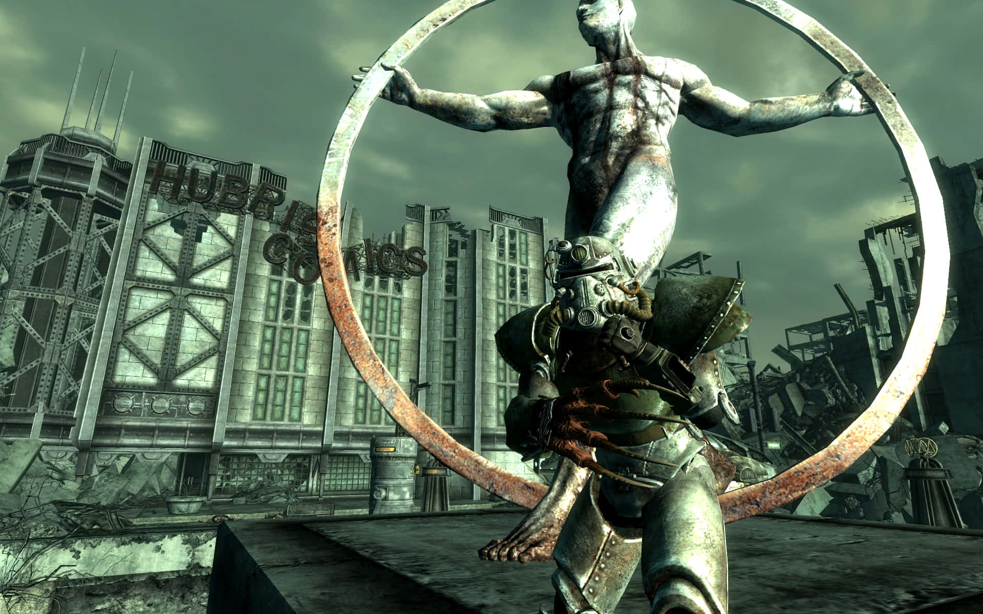 Fallout Universe Hubris Comics Statue Background