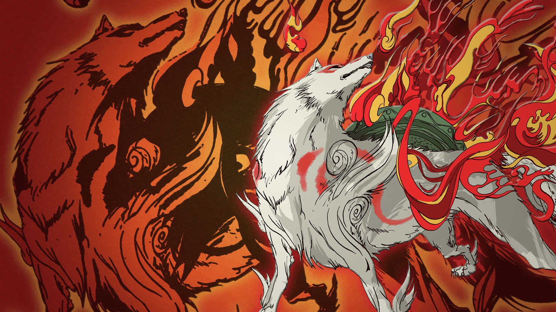 Falme Wolf Okami Hd Background