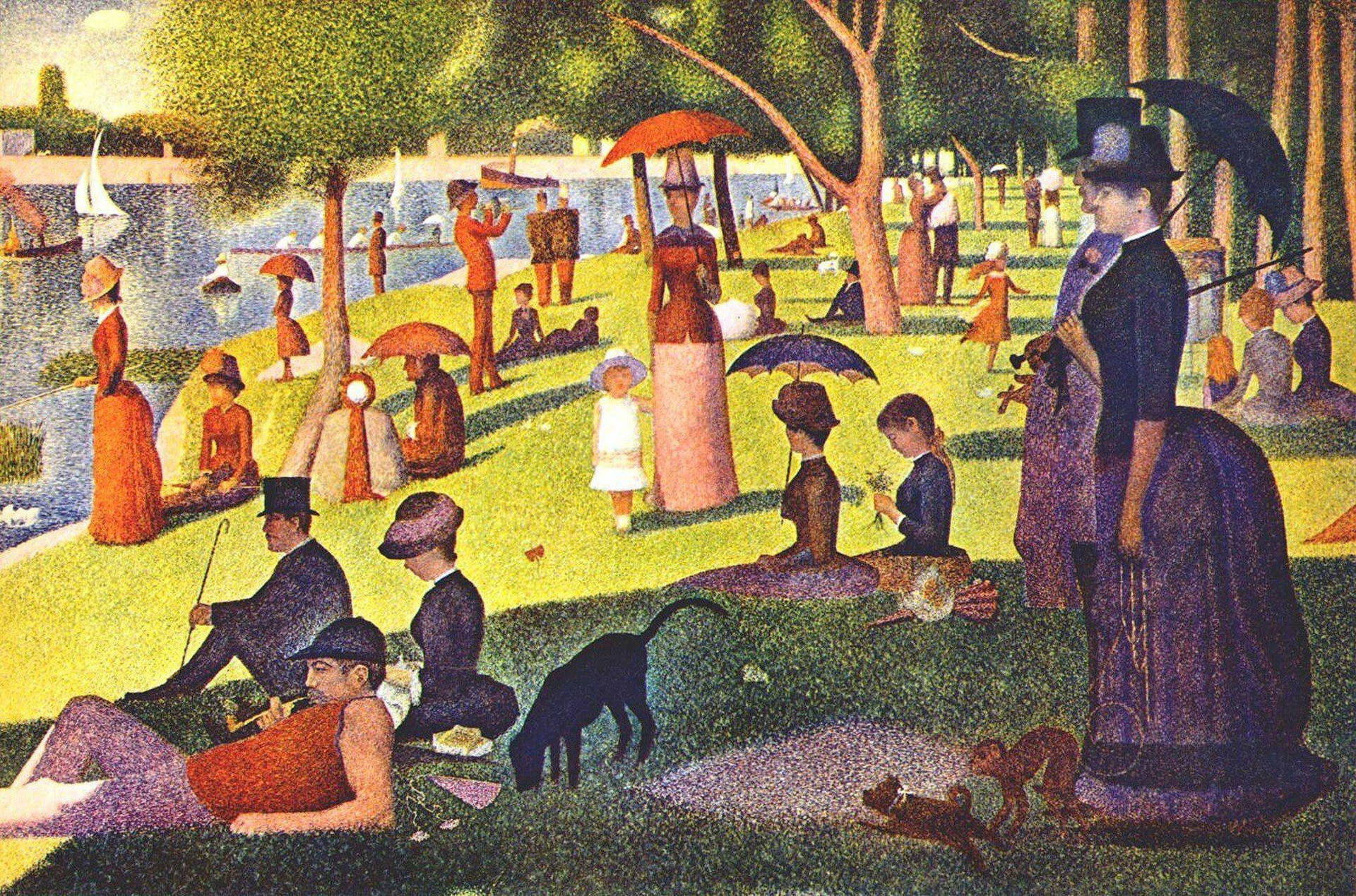 Families In Park Painting Desktop Background