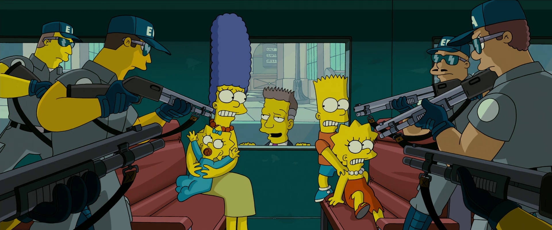 Family Arrested From The Simpsons Movie Background