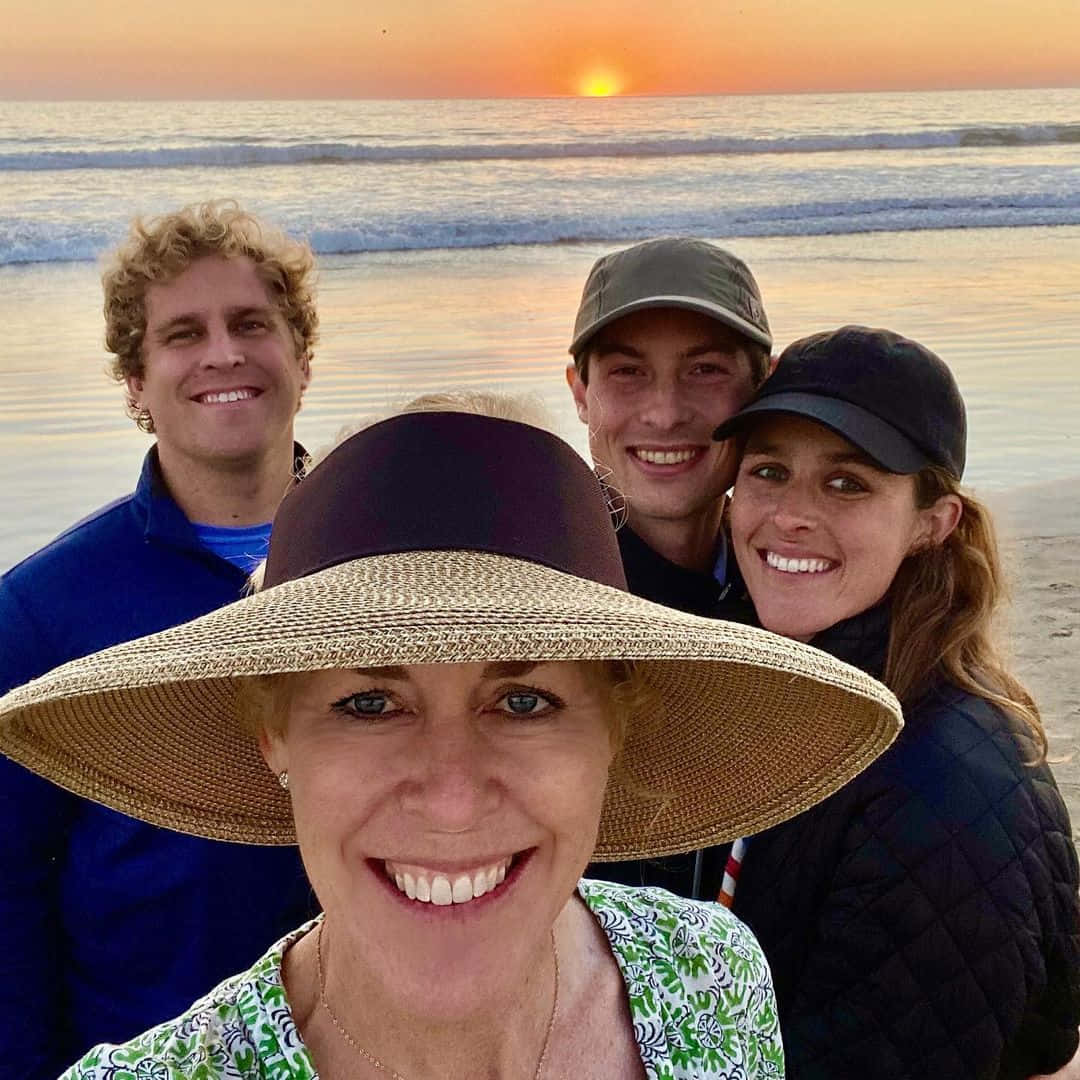 Family Beach Sunset Selfie Background