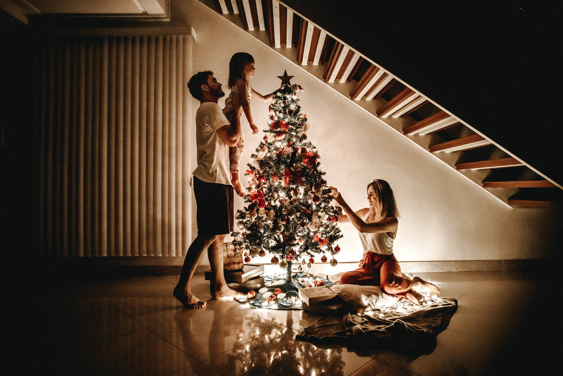 Family Celebrating Christmas Background