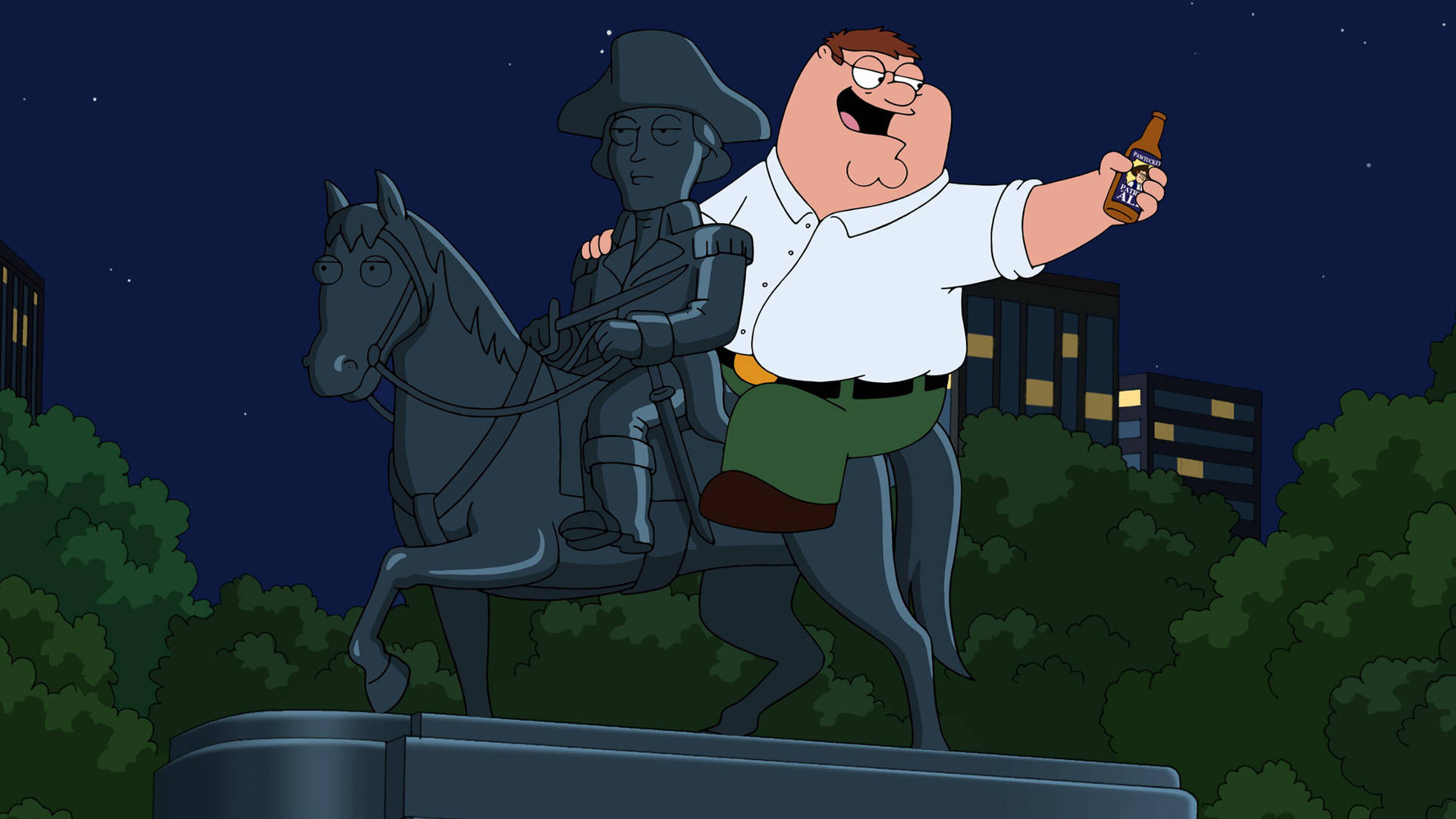 Family Guy Peter On Horse Statue Background