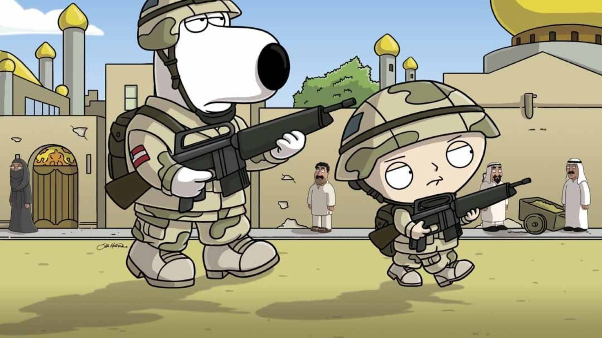 Family Guy Soldier Brian And Stewie Background