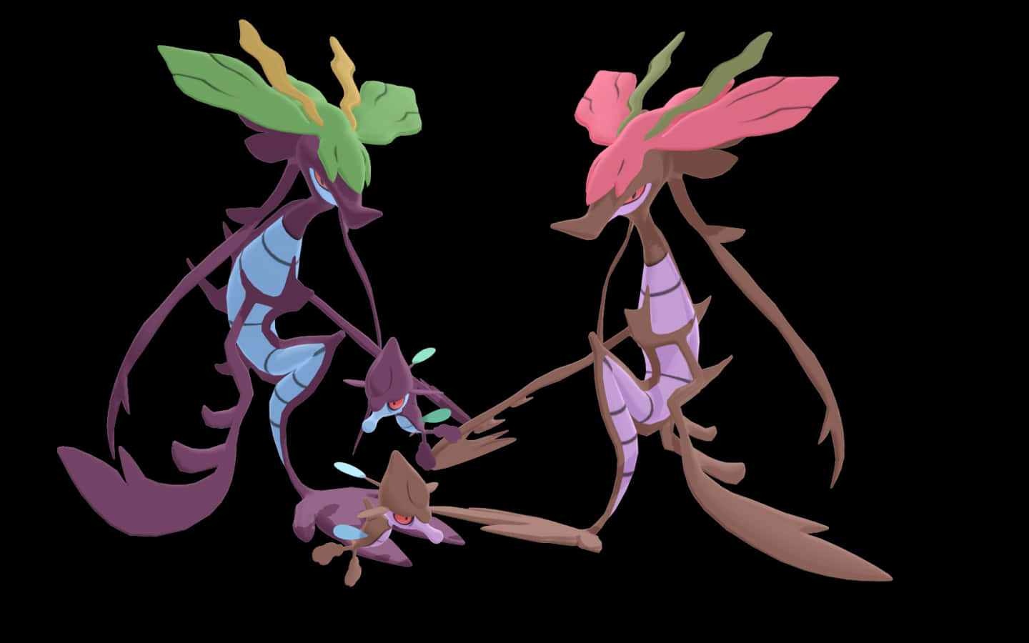 Family Of Skrelp And Dragalge Background